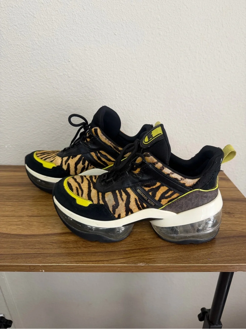 Michael Kors Kids Tiger-Print Sneakers in Yellow and Black